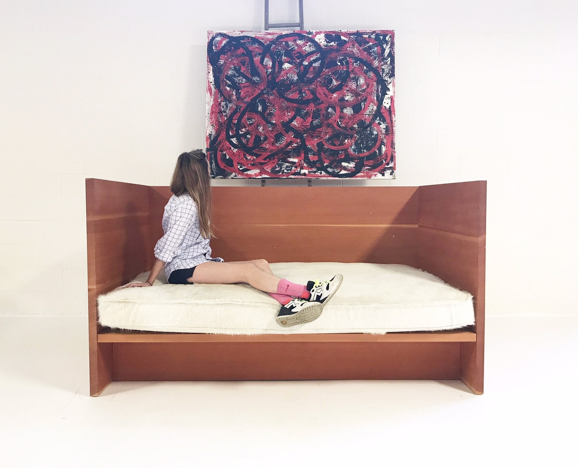 Donald Judd Daybed Sofa with Brazilian Cowhide Feather-Filled Mattress