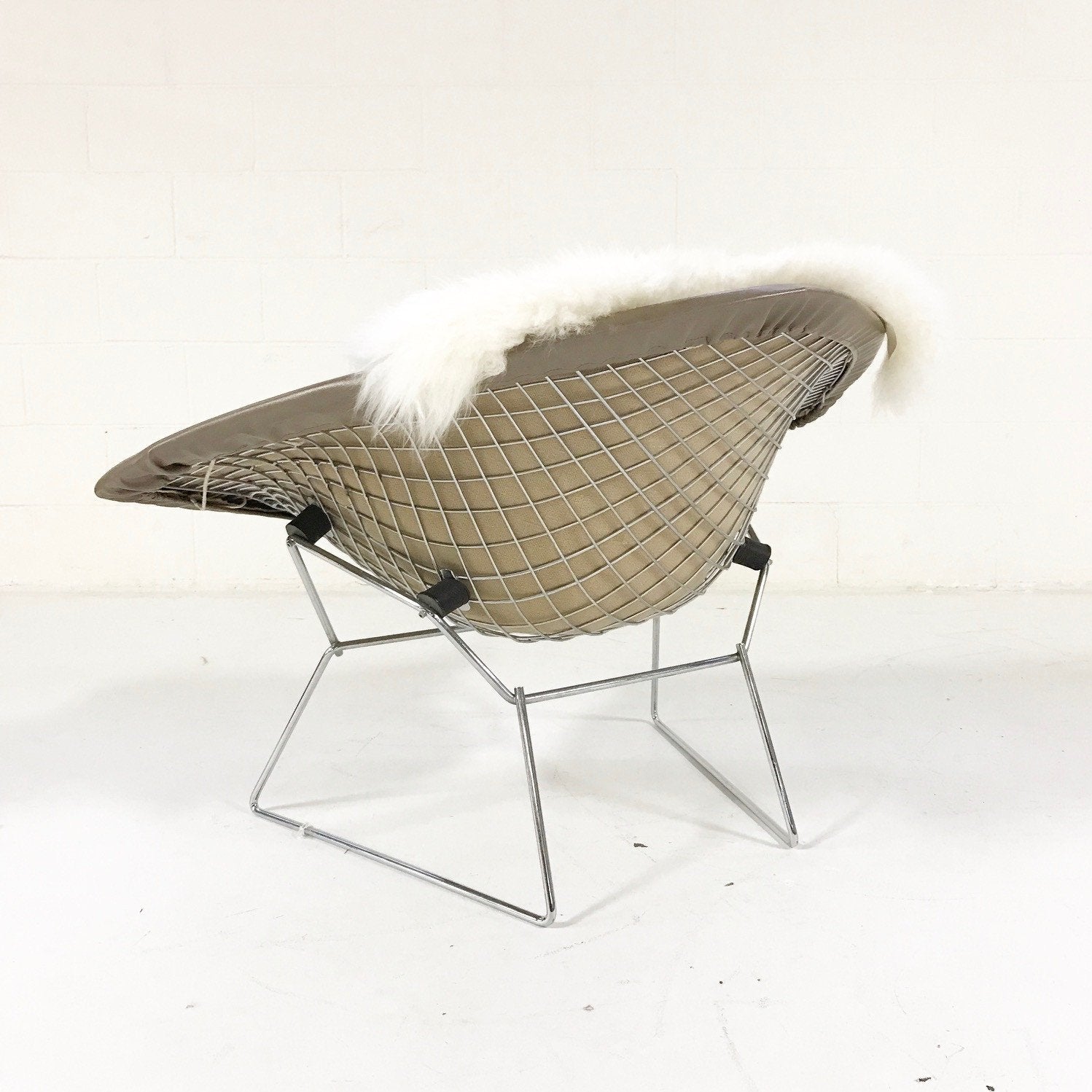 Harry Bertoia for Knoll Diamond Chair with Leather Cover & Sheepskin
