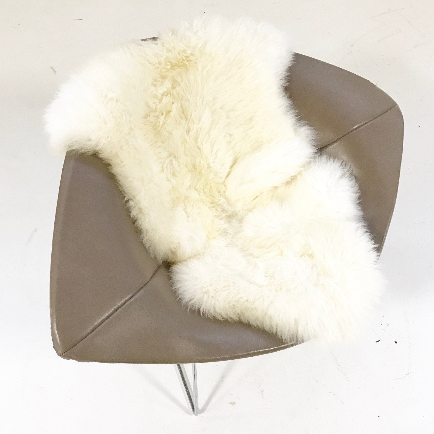 Harry Bertoia for Knoll Diamond Chair with Leather Cover & Sheepskin