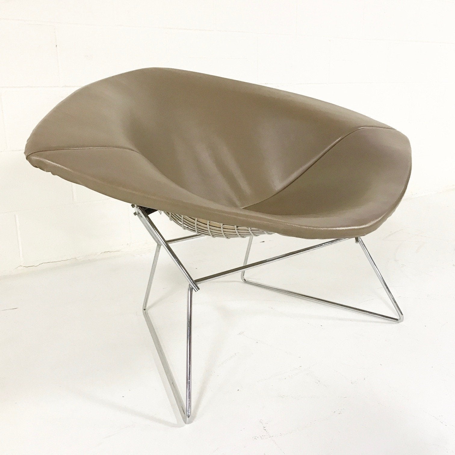 Harry Bertoia for Knoll Diamond Chair with Leather Cover & Sheepskin