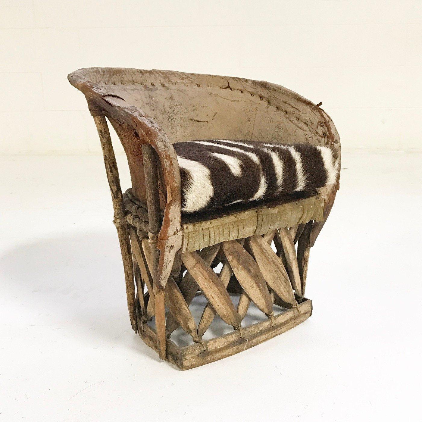 Mini Equipale Chair with Zebra Hide Cushion