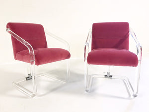 Lion in Frost Lucite Chairs in Loro Piana Pink Velvet with Gucci Pillows