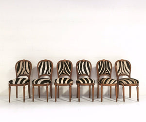 Maison Jansen Louis XVI Style Dining Chairs in Zebra Hide - Set of 6