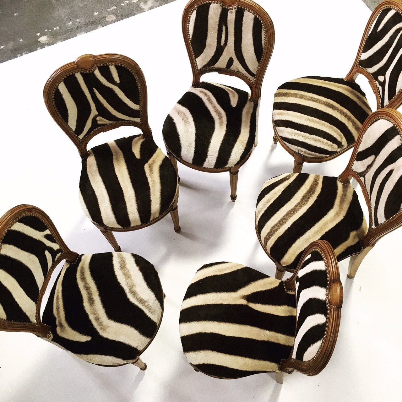 Maison Jansen Louis XVI Style Dining Chairs in Zebra Hide - Set of 6