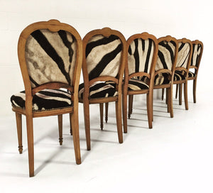Maison Jansen Louis XVI Style Dining Chairs in Zebra Hide - Set of 6