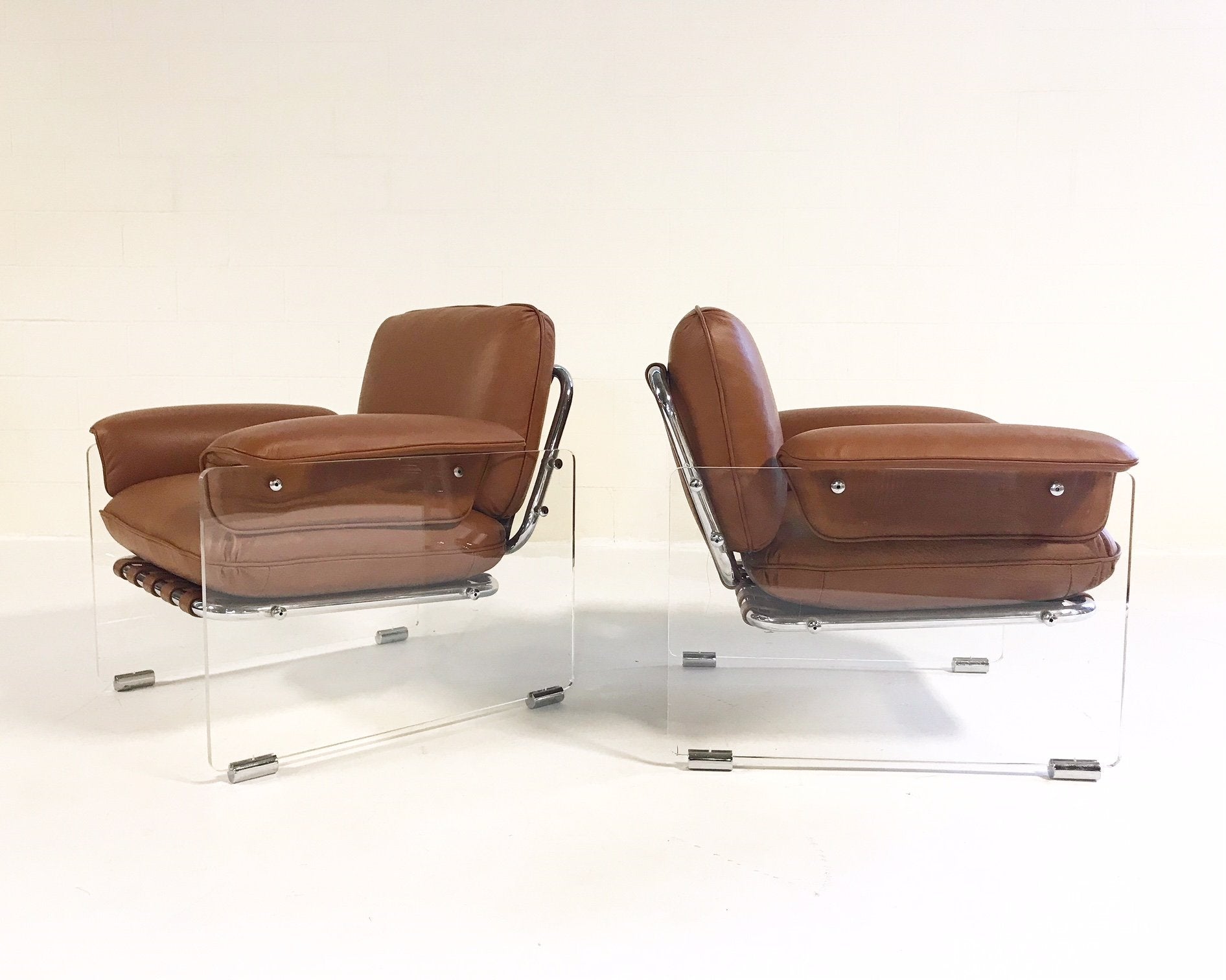 Pace Collection Argenta Lucite Chairs in Loro Piana Italian Buffalo Hide