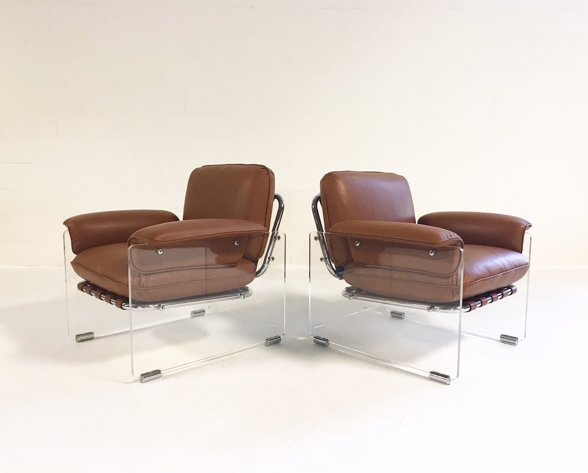 Pace Collection Argenta Lucite Chairs in Loro Piana Italian Buffalo Hide