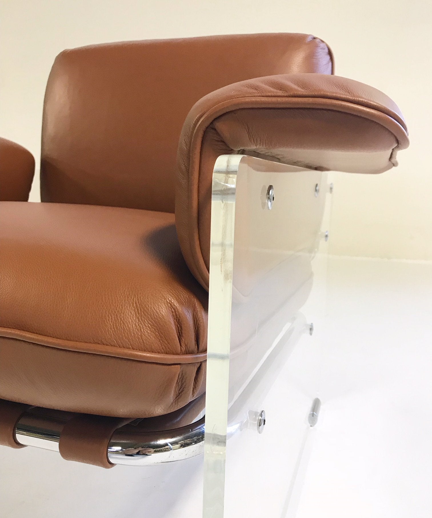 Pace Collection Argenta Lucite Chairs in Loro Piana Italian Buffalo Hide