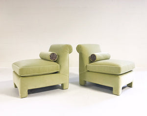 Large Slipper Chairs in Loro Piana Velvet with Zebra Hide