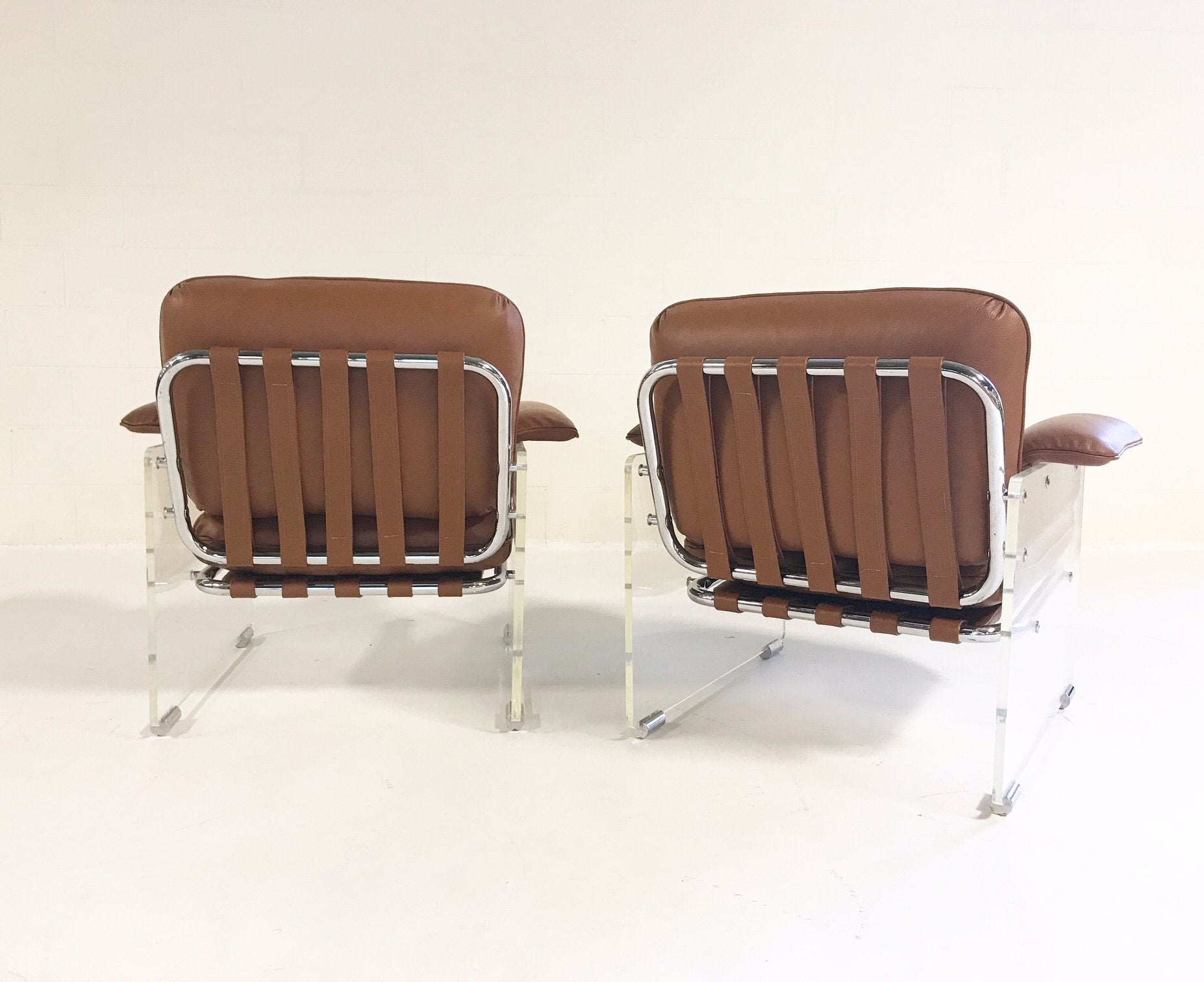 Pace Collection Argenta Lucite Chairs in Loro Piana Italian Buffalo Hide