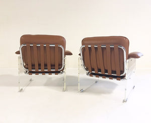 Pace Collection Argenta Lucite Chairs in Loro Piana Italian Buffalo Hide