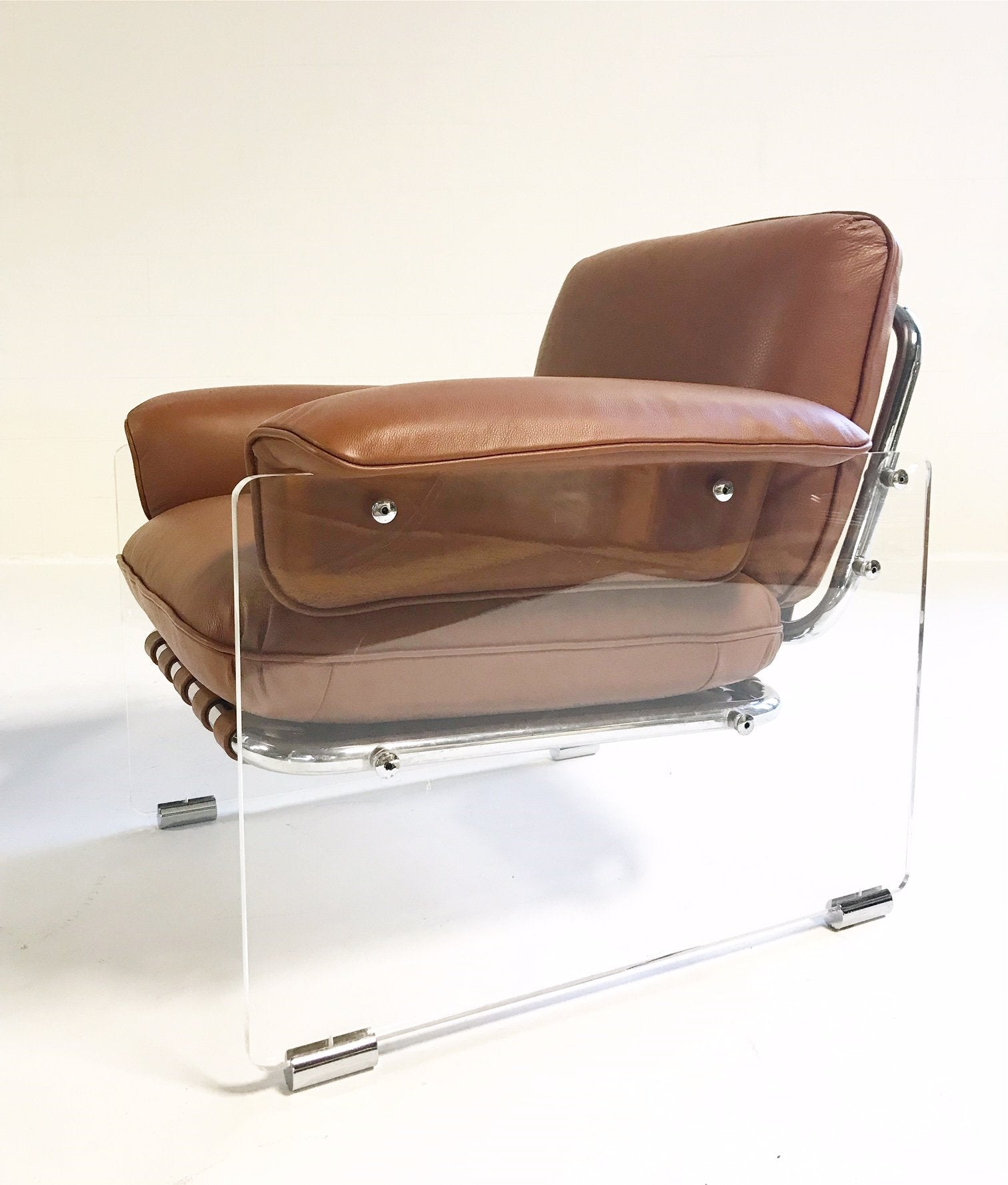 Pace Collection Argenta Lucite Chairs in Loro Piana Italian Buffalo Hide
