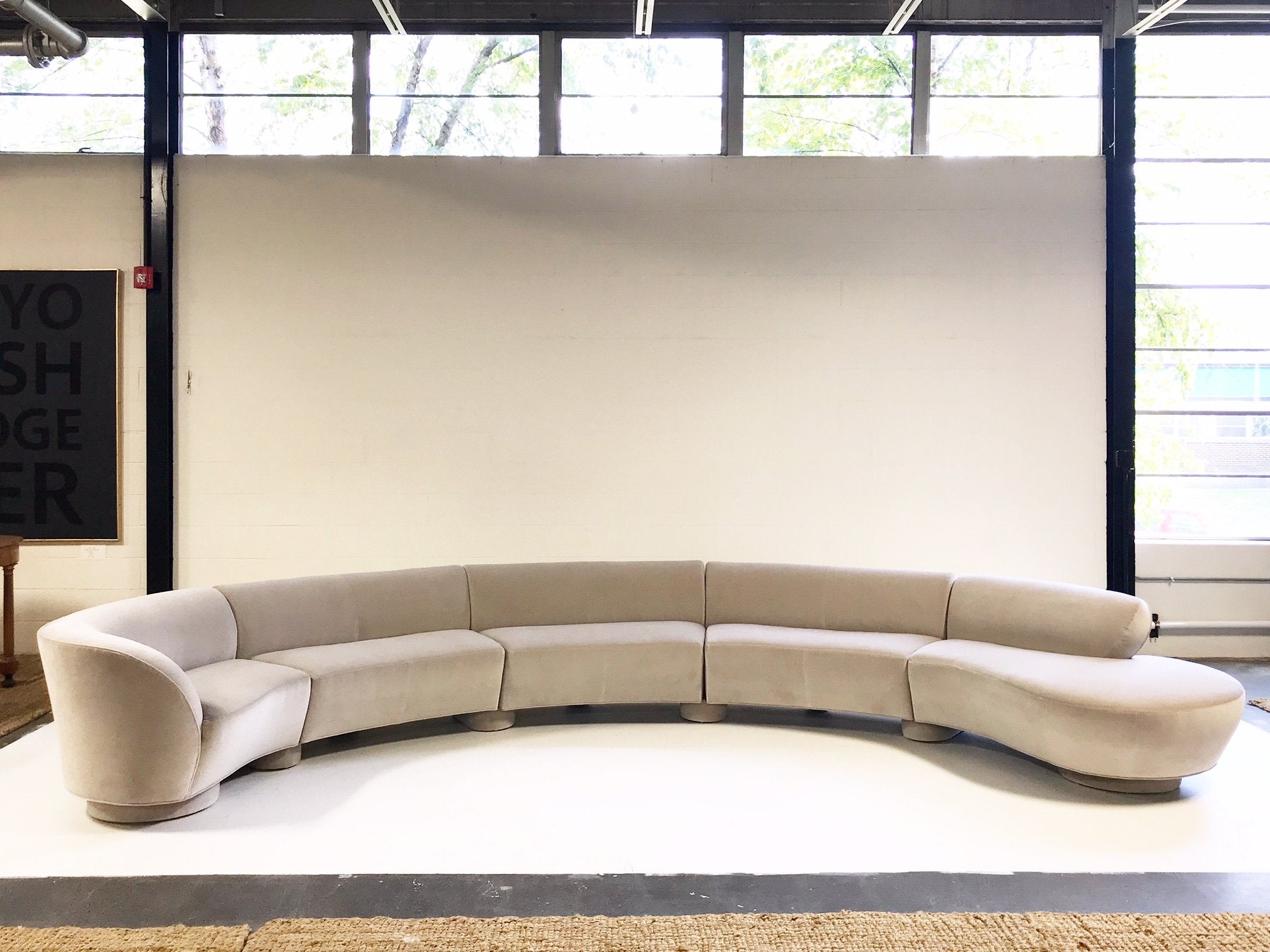 Vladimir Kagan for Directional Cloud Sofa in Loro Piana Grey Velvet