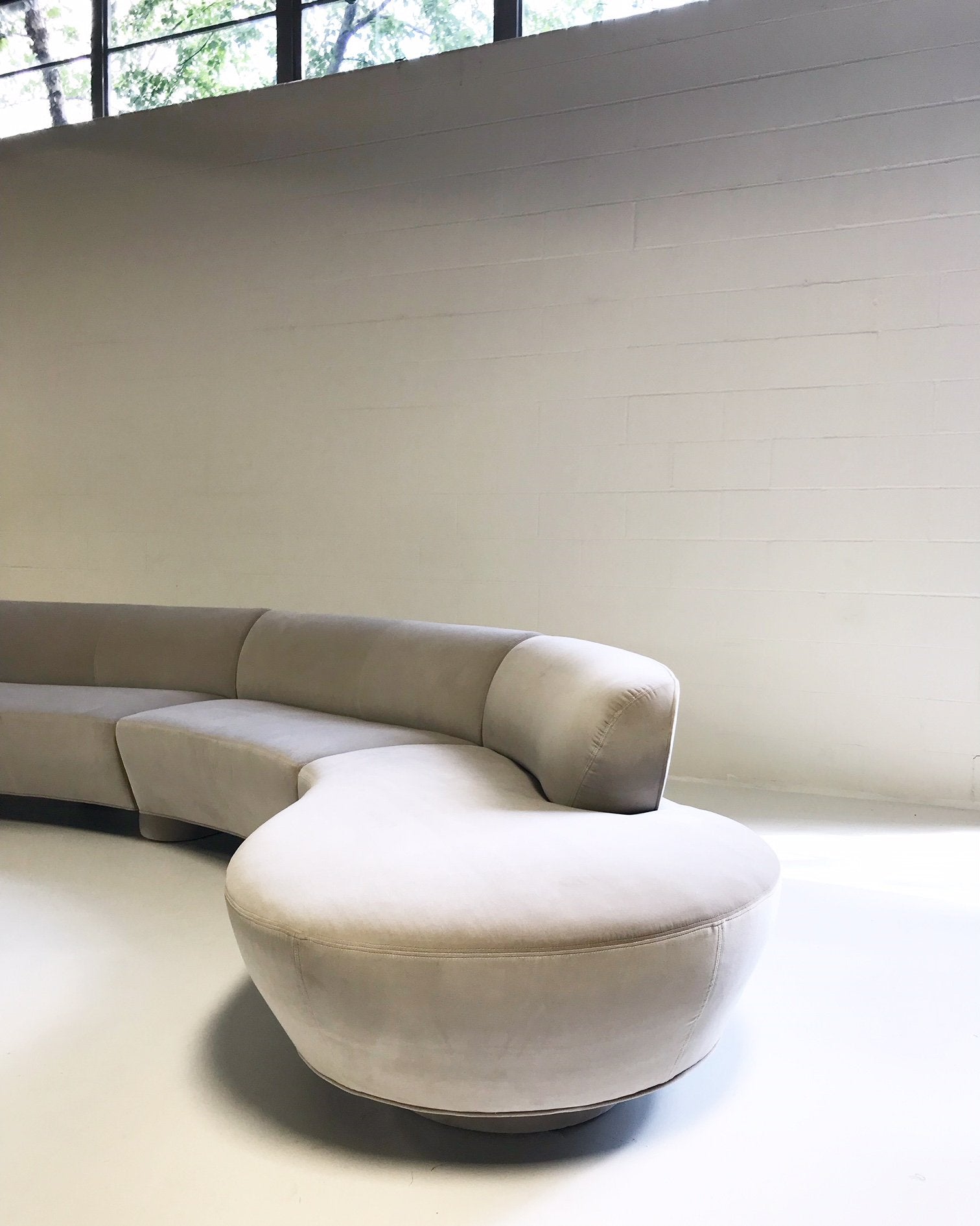 Vladimir Kagan for Directional Cloud Sofa in Loro Piana Grey Velvet