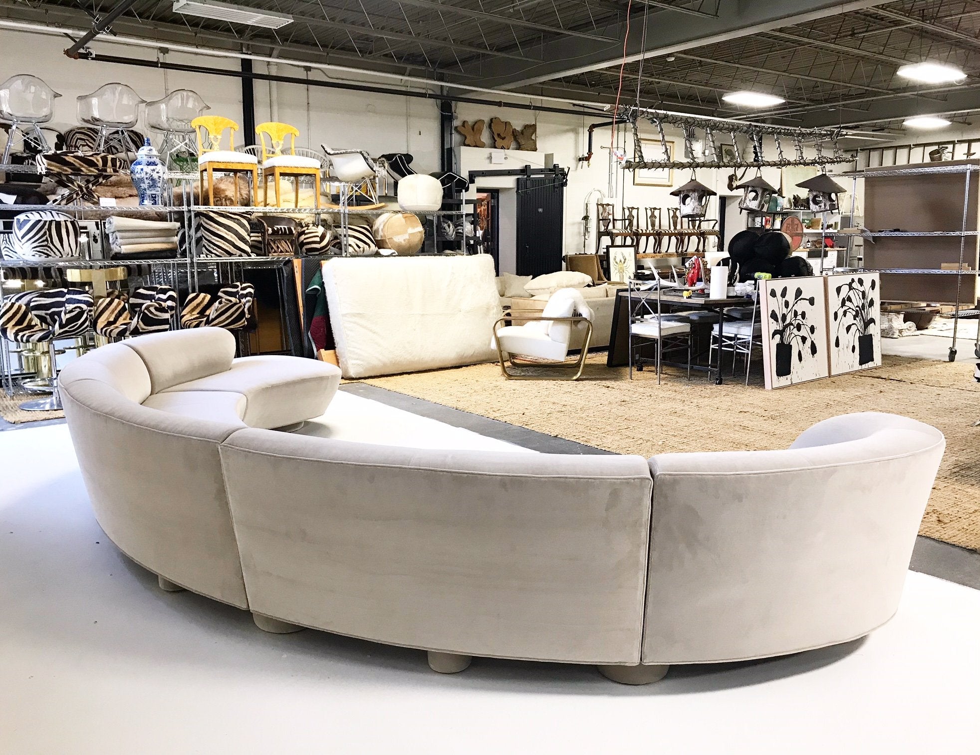 Vladimir Kagan for Directional Cloud Sofa in Loro Piana Grey Velvet