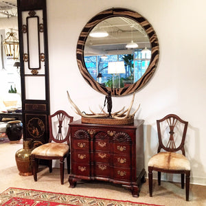 Handcrafted Round Zebra Hide Mirror 48"