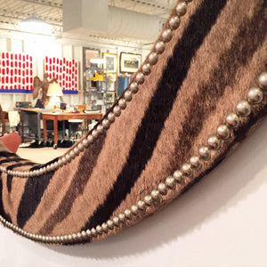 Handcrafted Round Zebra Hide Mirror 48"