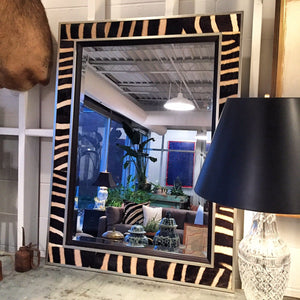 Beveled Mirror in Zebra Hide and Silver Finish Frame 36x48"