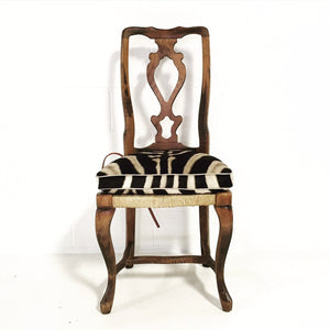 PROVINCIAL SIDE CHAIR with Zebra Hide Cushion