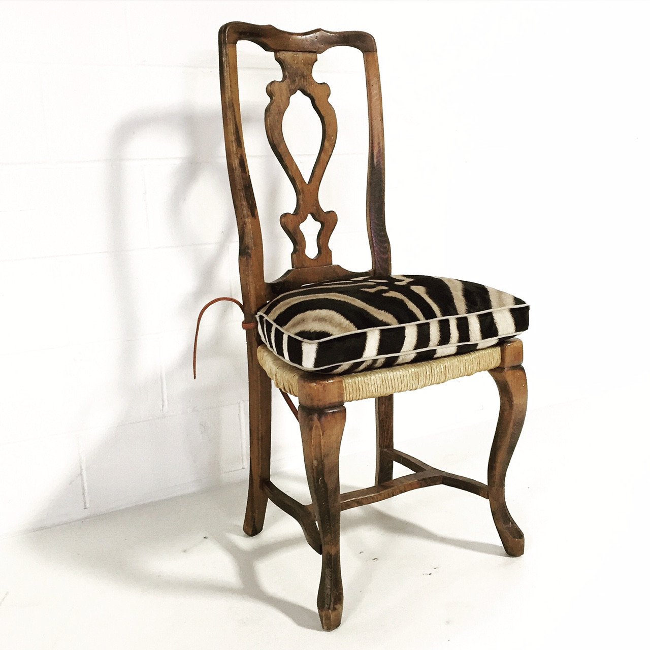 PROVINCIAL SIDE CHAIR with Zebra Hide Cushion