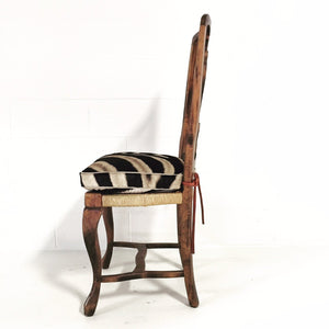 PROVINCIAL SIDE CHAIR with Zebra Hide Cushion