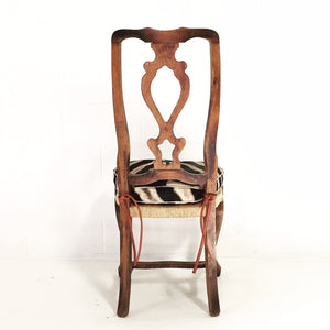 PROVINCIAL SIDE CHAIR with Zebra Hide Cushion