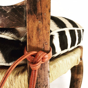 PROVINCIAL SIDE CHAIR with Zebra Hide Cushion