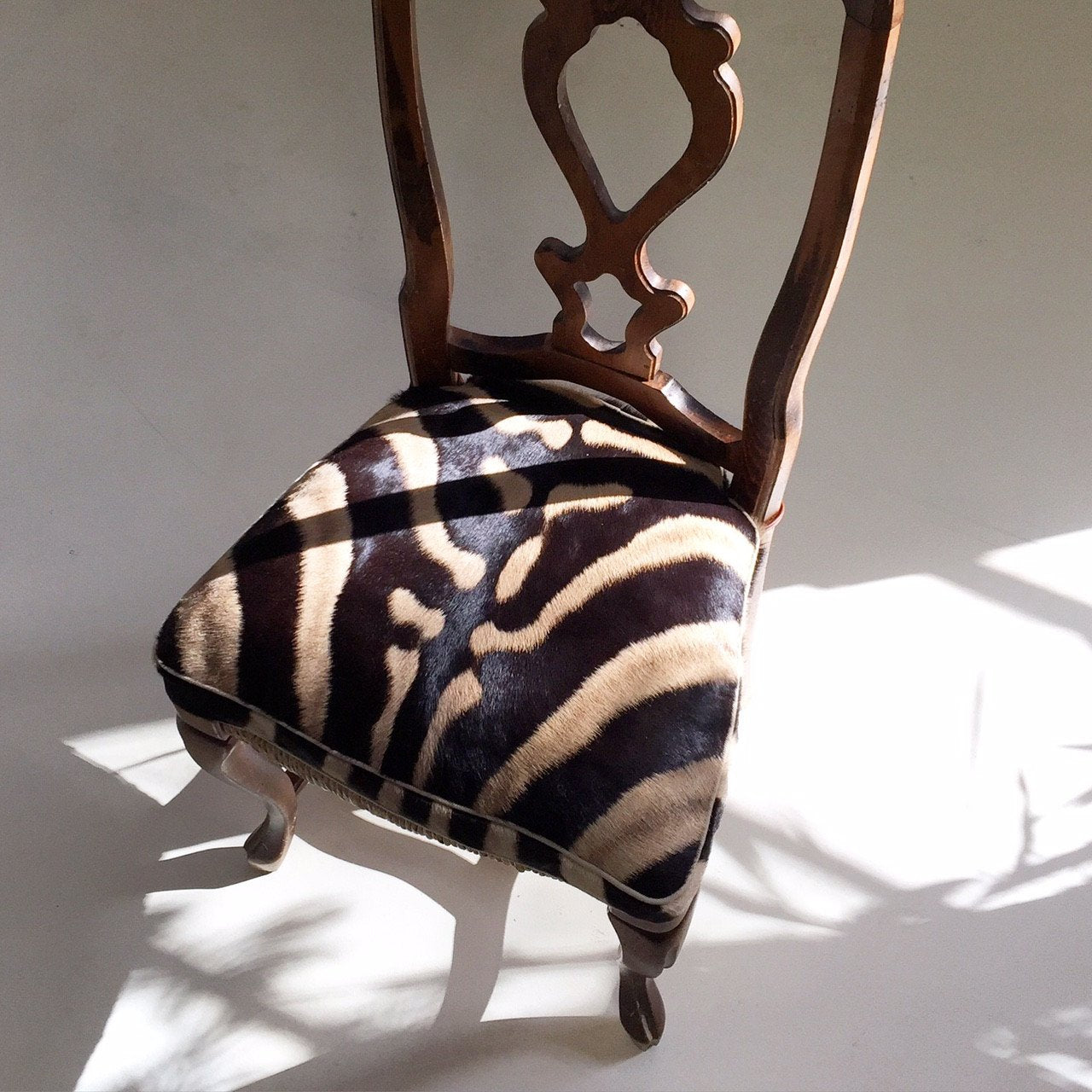 PROVINCIAL SIDE CHAIR with Zebra Hide Cushion