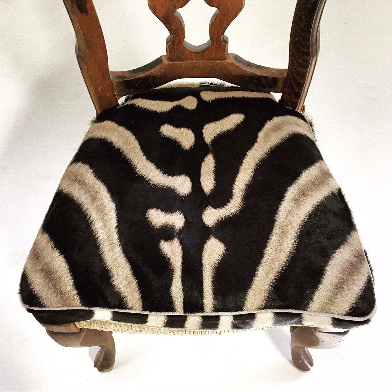 PROVINCIAL SIDE CHAIR with Zebra Hide Cushion