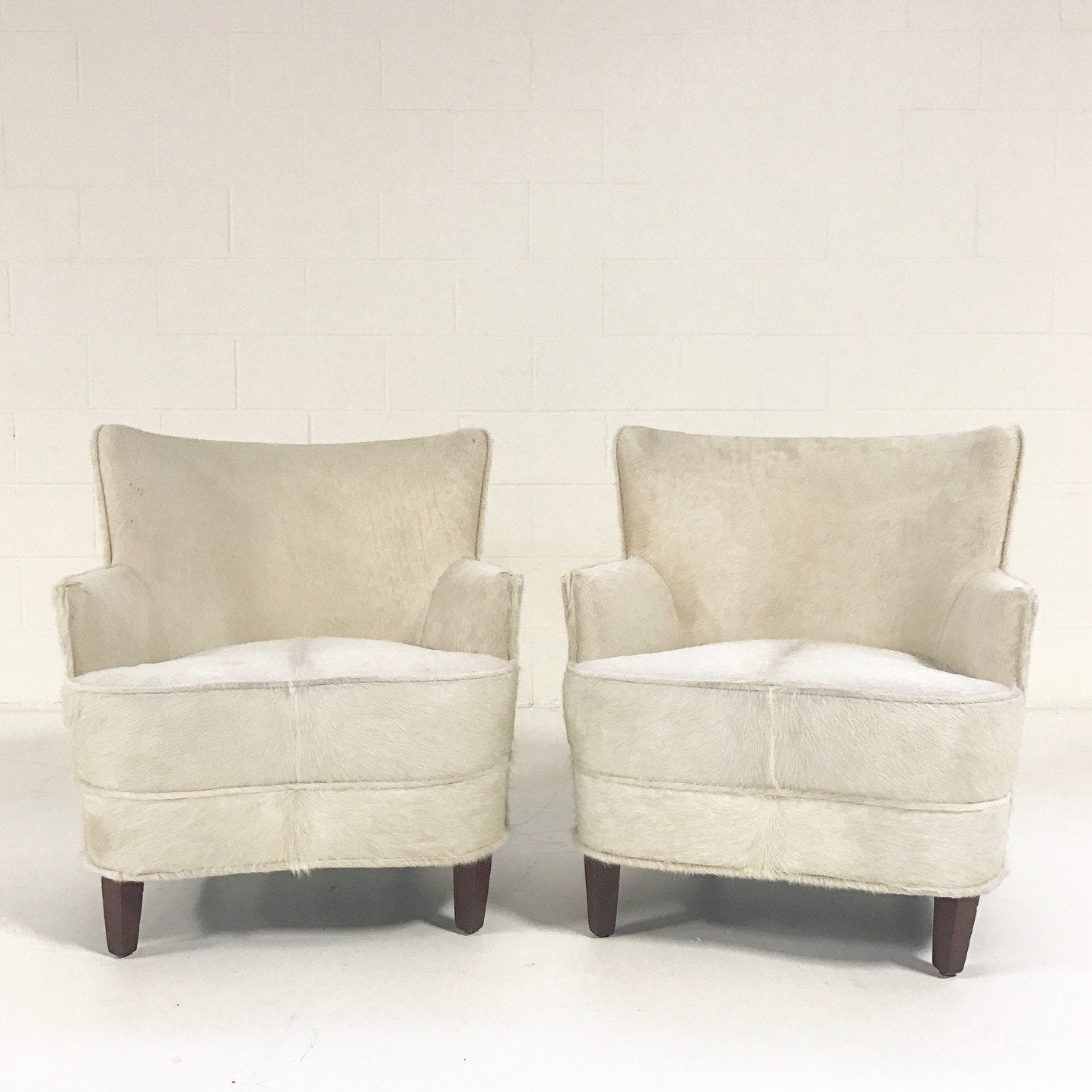 Petite Armchairs in Brazilian Cowhide