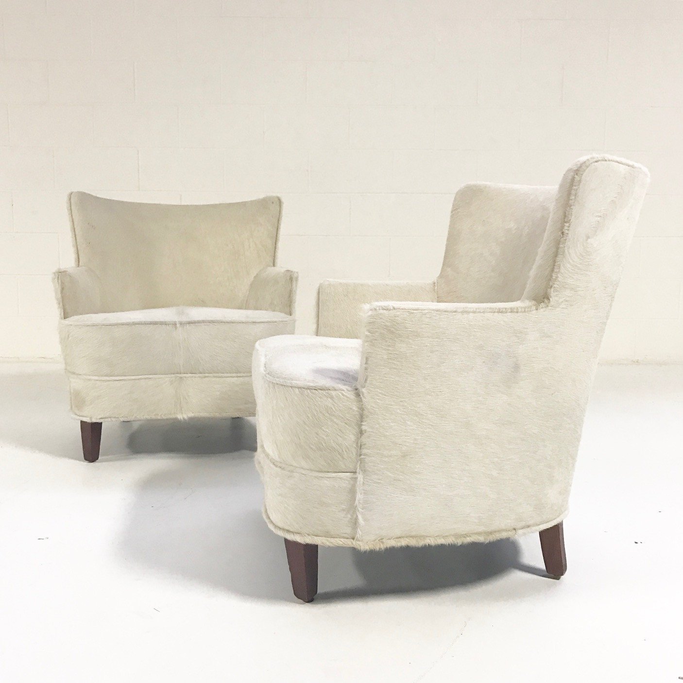 Petite Armchairs in Brazilian Cowhide