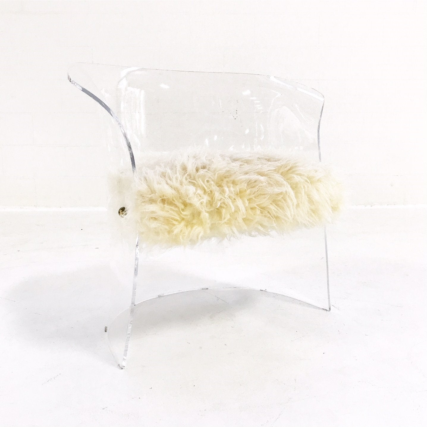Modern Lucite Chair in Brazilian Sheepskin