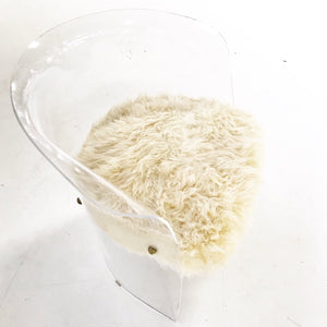 Modern Lucite Chair in Brazilian Sheepskin