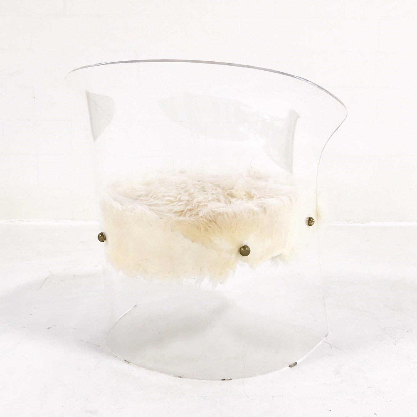 Modern Lucite Chair in Brazilian Sheepskin