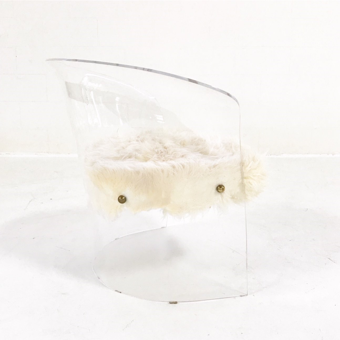 Modern Lucite Chair in Brazilian Sheepskin