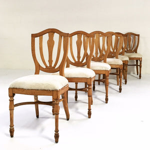 Maple Dining Chairs in Brazilian Ivory Cowhide - Set of 6