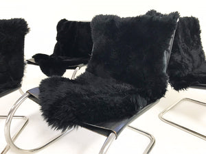 Ludwig Mies Van Der Rohe for Knoll MR Chairs with Brazilian Sheepskins - Set of 4