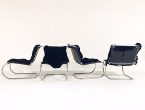 Ludwig Mies Van Der Rohe for Knoll MR Chairs with Brazilian Sheepskins - Set of 4