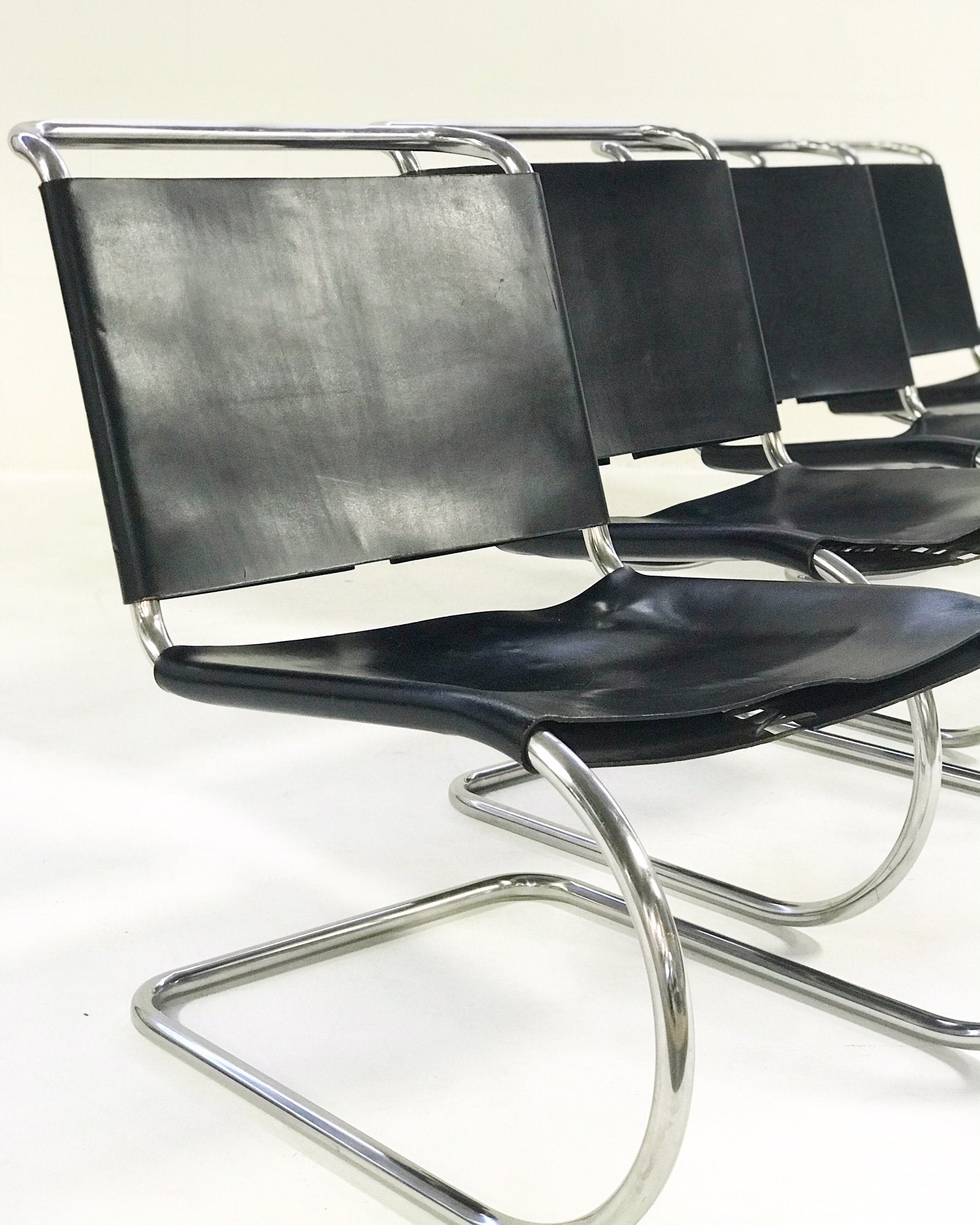 Ludwig Mies Van Der Rohe for Knoll MR Chairs with Brazilian Sheepskins - Set of 4