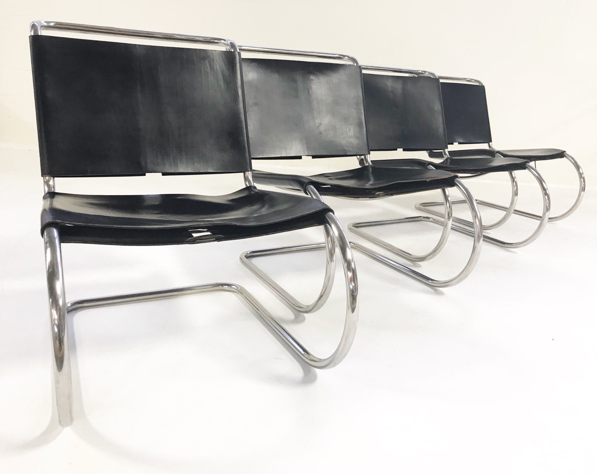 Ludwig Mies Van Der Rohe for Knoll MR Chairs with Brazilian Sheepskins - Set of 4