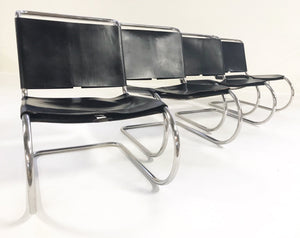 Ludwig Mies Van Der Rohe for Knoll MR Chairs with Brazilian Sheepskins - Set of 4