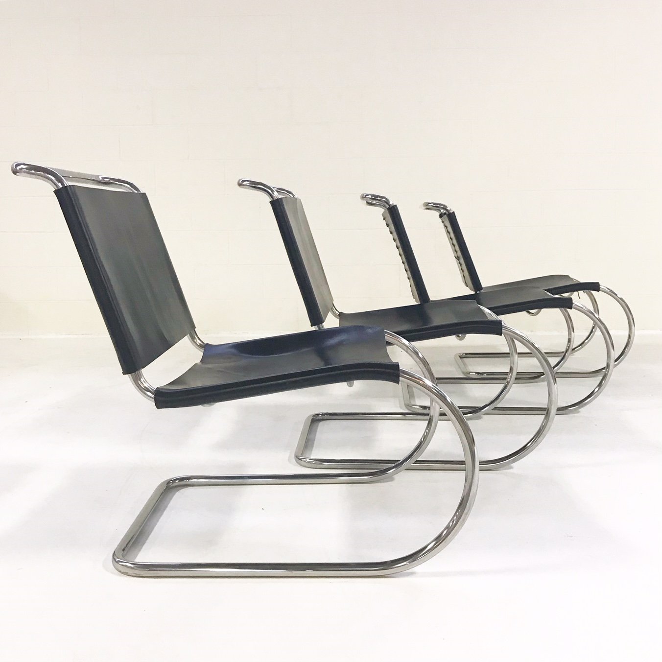 Ludwig Mies Van Der Rohe for Knoll MR Chairs with Brazilian Sheepskins - Set of 4