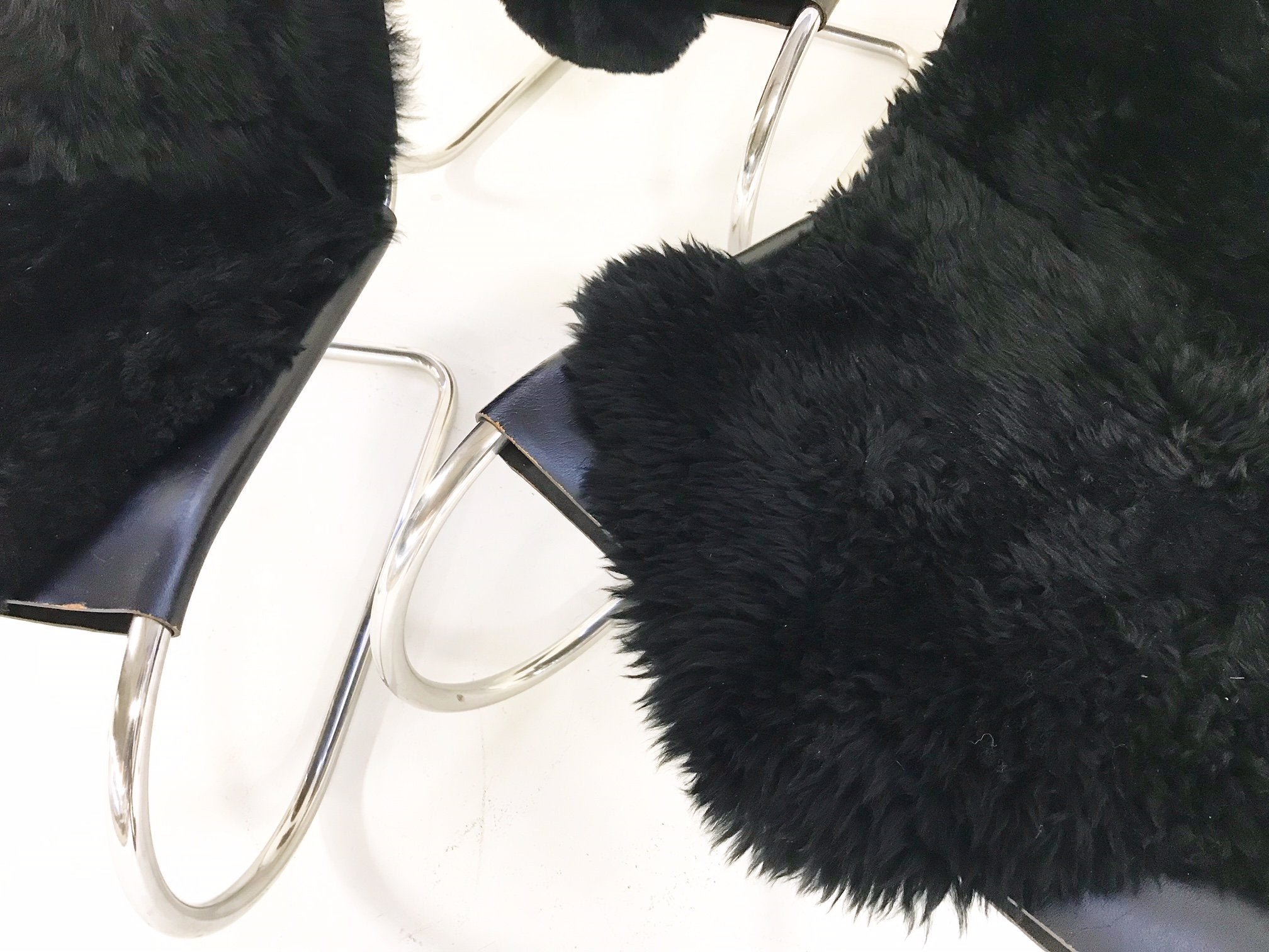 Ludwig Mies Van Der Rohe for Knoll MR Chairs with Brazilian Sheepskins - Set of 4