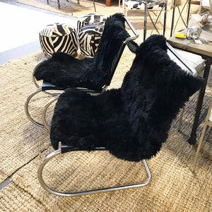 Ludwig Mies Van Der Rohe for Knoll MR Chairs with Brazilian Sheepskins