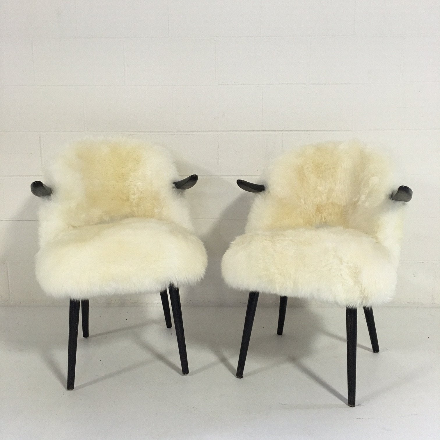 Thonet Armchairs in Sheepskin