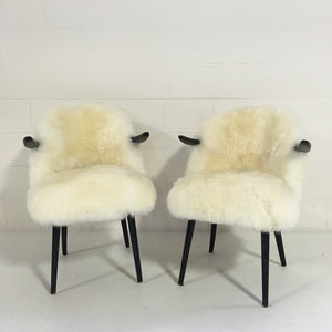 Thonet Armchairs in Sheepskin