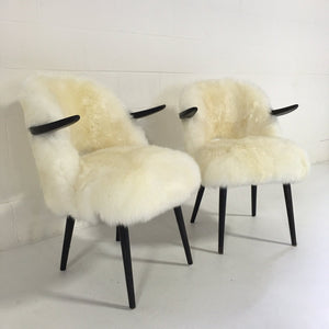 Thonet Armchairs in Sheepskin