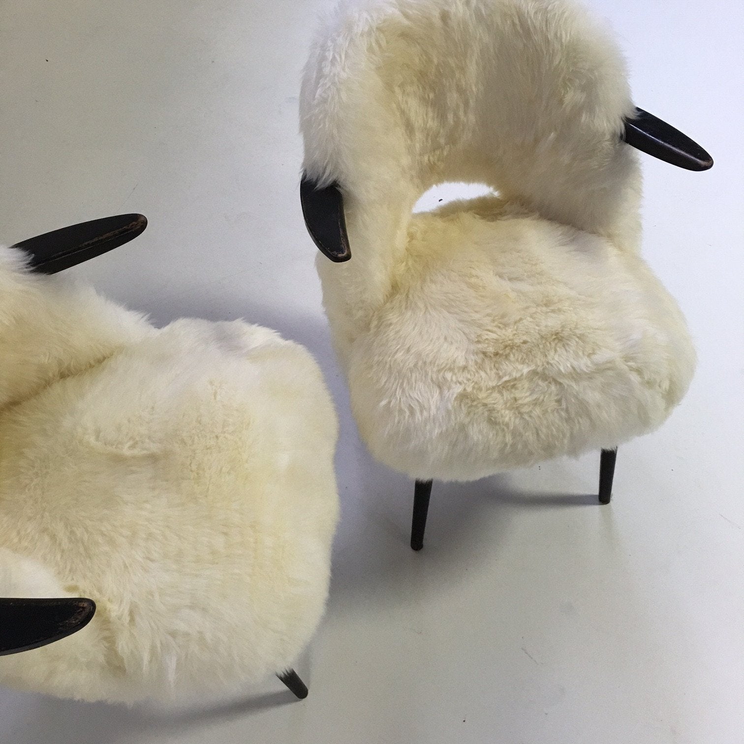 Thonet Armchairs in Sheepskin