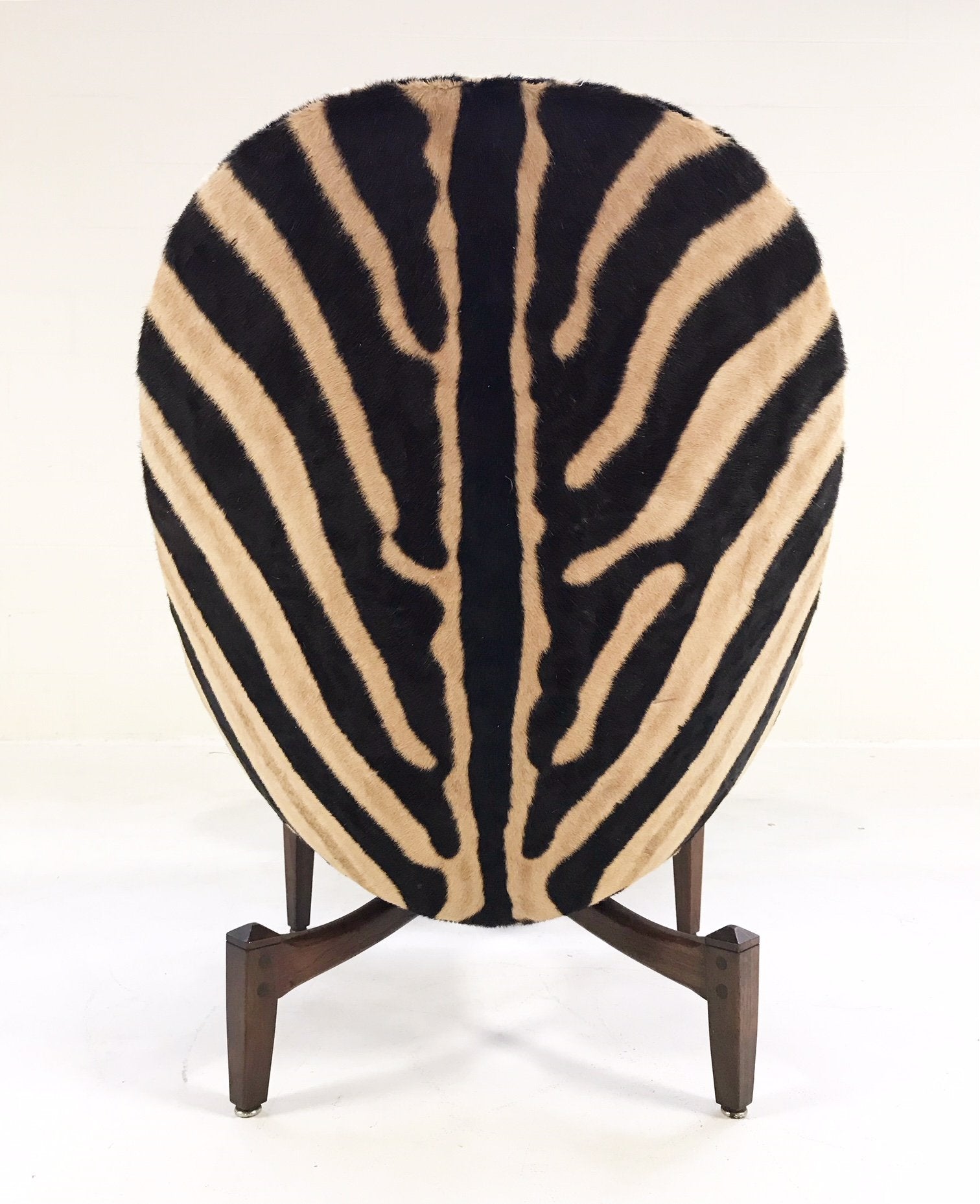 Mid-Century Lounge Chair with Ottoman Restored  and Reupholstered in Zebra Hide