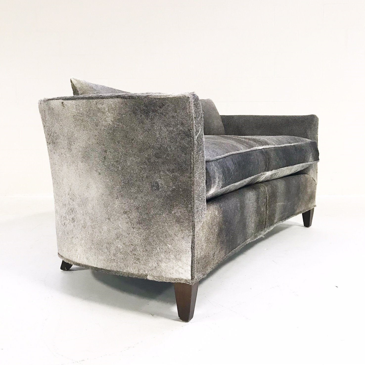 Modern Loveseat Sofa Restored and Reupholstered in Brazilian Cowhide